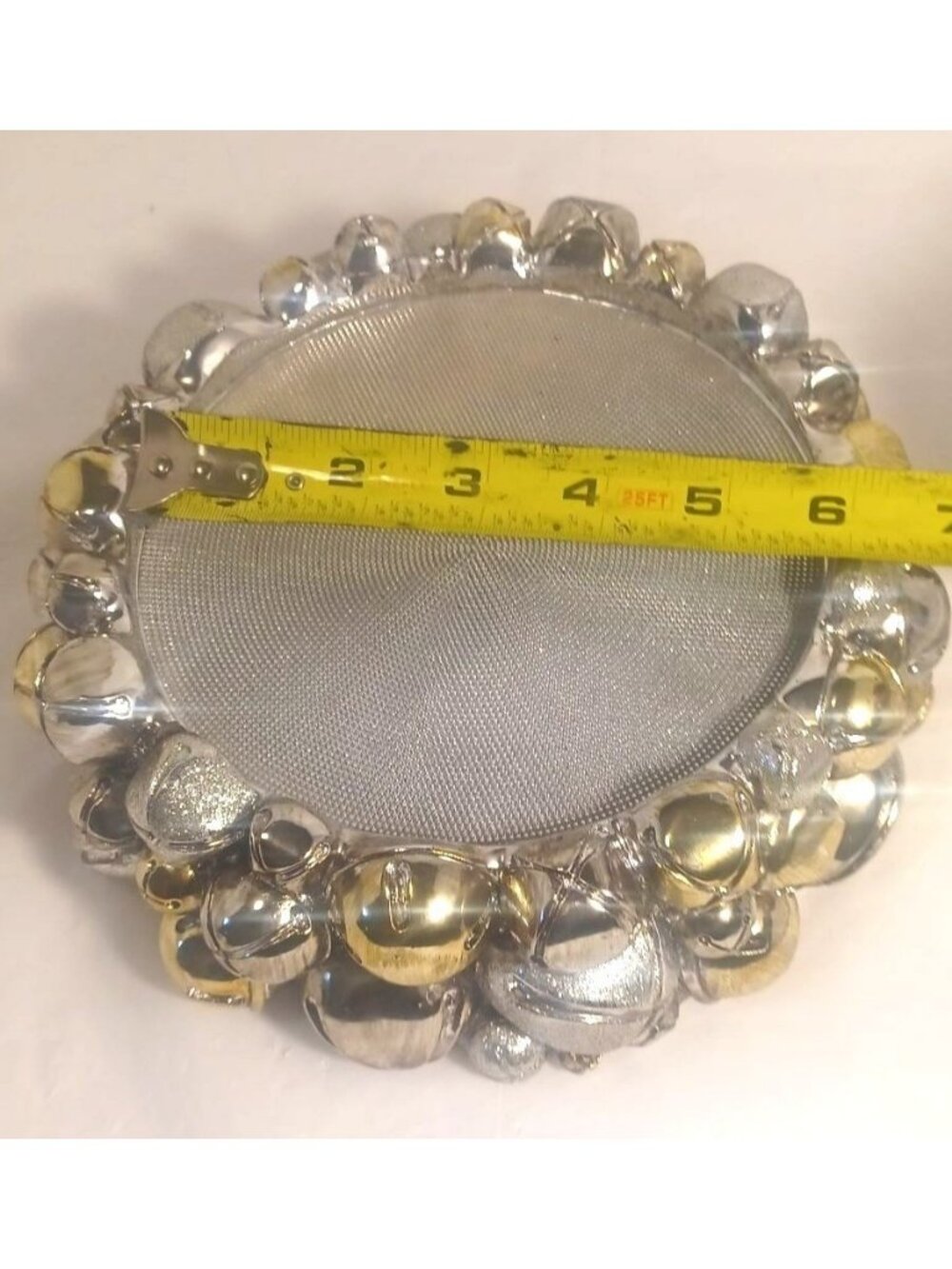 HomeWorx Harry Slatkin Christmas Jingle Bells Silver Gold Pedestal Candle Holder - Picture 7 of 8
